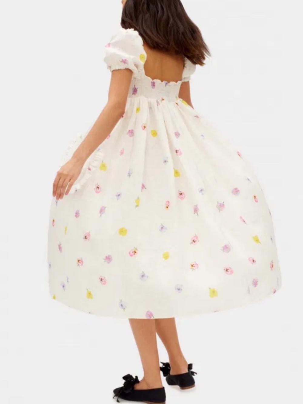 SLEEPER Picnic Linen Dress in Pansies